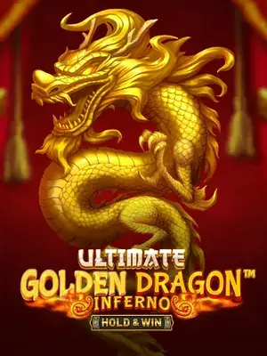 Dragon d'or enroulé sur fond rouge